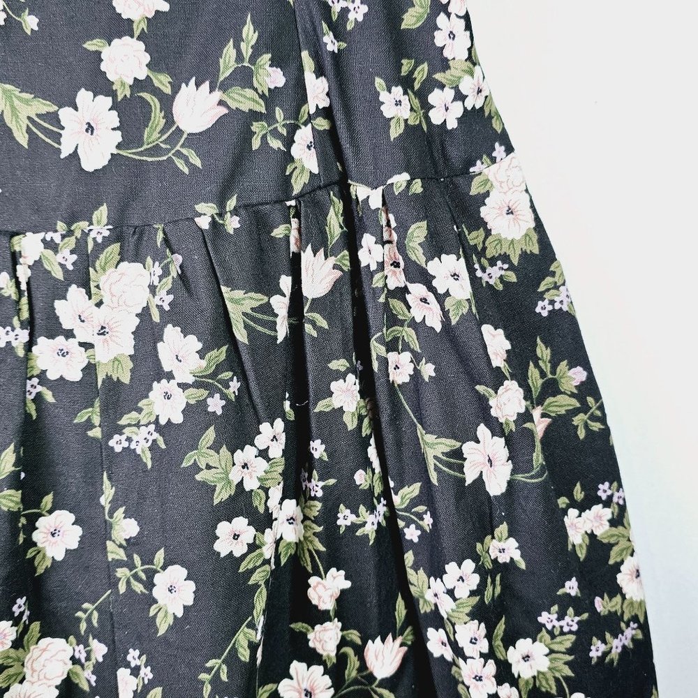 Vintage 1980's Joni Blair Floral Sweetheart Neckline Button-up Jumpsuit - Picture 9 of 12